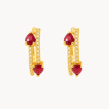 PENDIENTES DOBLE ARO RUBIES CON DIAMANTES ROSELLA