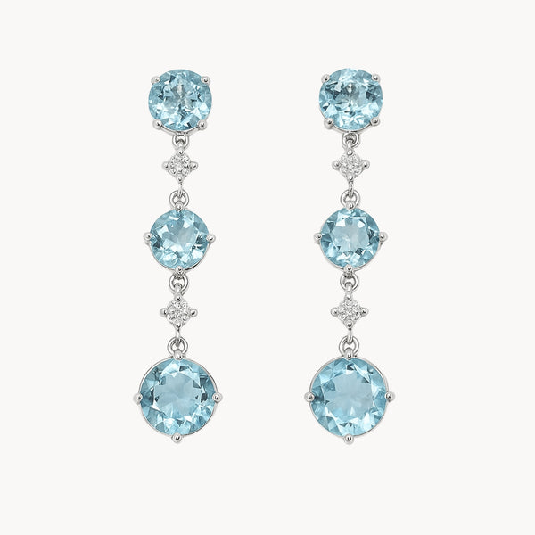 PENDIENTES AGUAMARINA Y DIAMANTES DALILA