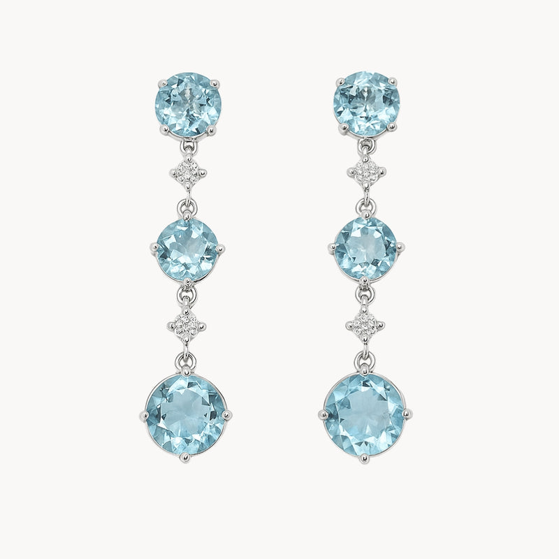 PENDIENTES AGUAMARINA Y DIAMANTES DALILA
