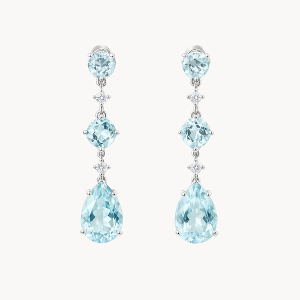 PENDIENTES AGUAMARINAS Y DIAMANTES HENE