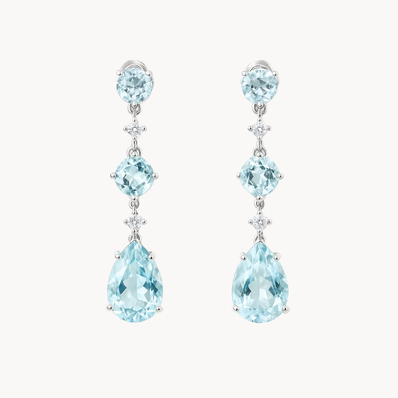 PENDIENTES AGUAMARINAS Y DIAMANTES HENE