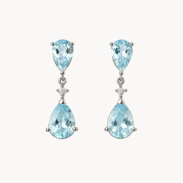 PENDIENTES AGUAMARINAS Y DIAMANTES LIVIA