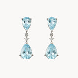 PENDIENTES AGUAMARINAS Y DIAMANTES LIVIA