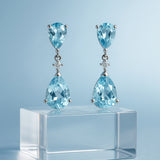 PENDIENTES AGUAMARINAS Y DIAMANTES LIVIA
