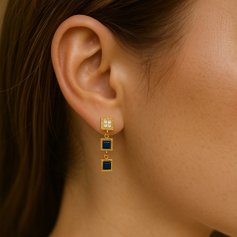 PENDIENTES ZAFIROS Y DIAMANTES HADIA