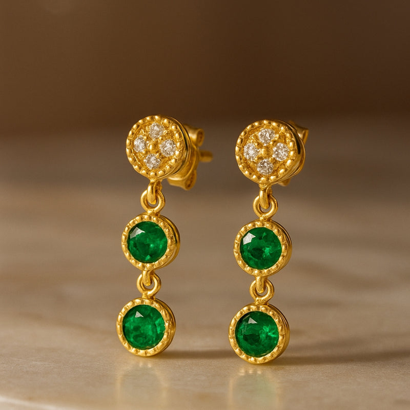 PENDIENTES ESMERALDAS Y DIAMANTES BENIGNA