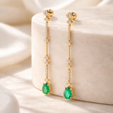 PENDIENTES LARGOS ESMERALDAS CON DIAMANTES CINDY II