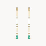 PENDIENTES LARGOS ESMERALDAS CON DIAMANTES CINDY