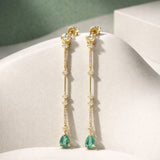 PENDIENTES LARGOS ESMERALDAS CON DIAMANTES CINDY