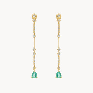 PENDIENTES LARGOS ESMERALDAS CON DIAMANTES CINDY