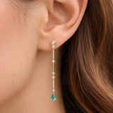 PENDIENTES LARGOS ESMERALDAS CON DIAMANTES CINDY