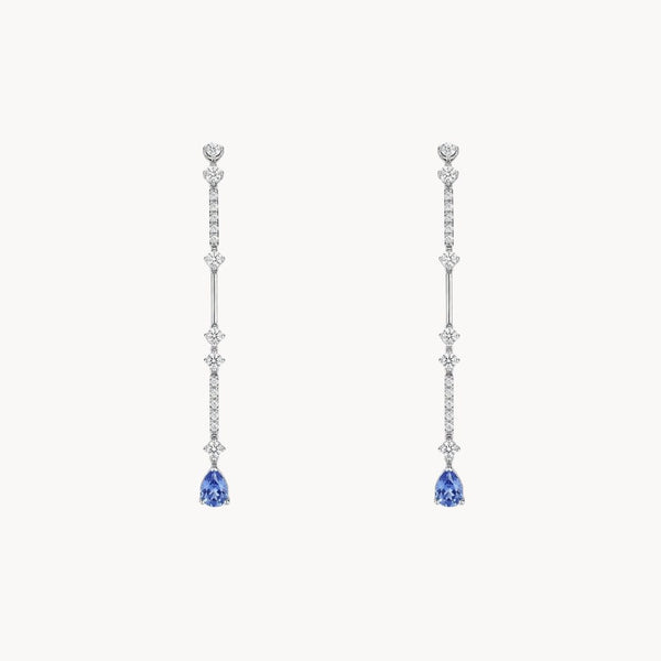 LANGE OHRRINGE ZAFIREN MIT DIAMANTEN CINDY