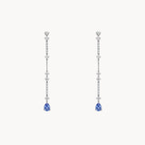 Long sapphire earrings with diamonds