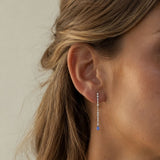 Long sapphire earrings with diamonds