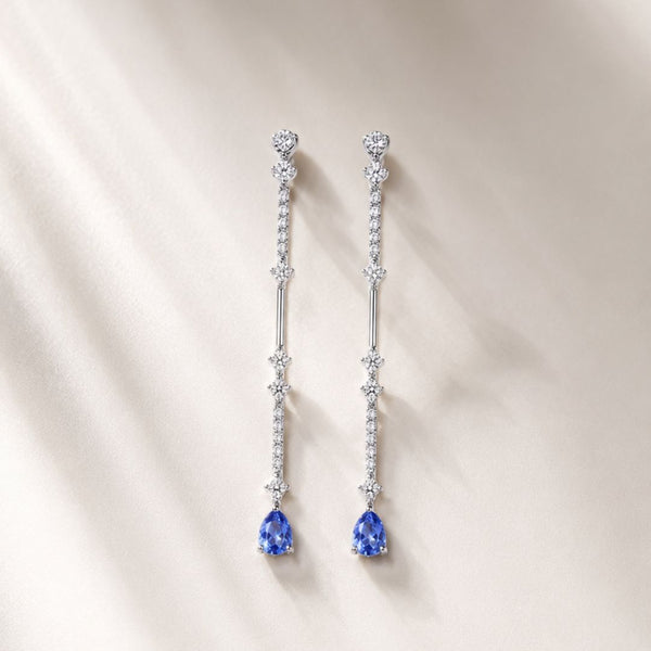 LANGE OHRRINGE ZAFIREN MIT DIAMANTEN CINDY