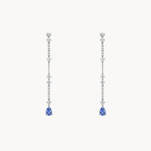 Long sapphire earrings with diamonds