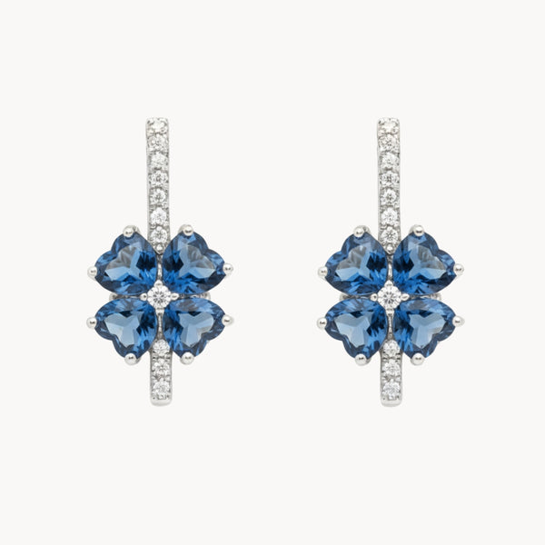 PENDIENTES TOPACIOS LONDON BLUE Y DIAMANTES YAMILA