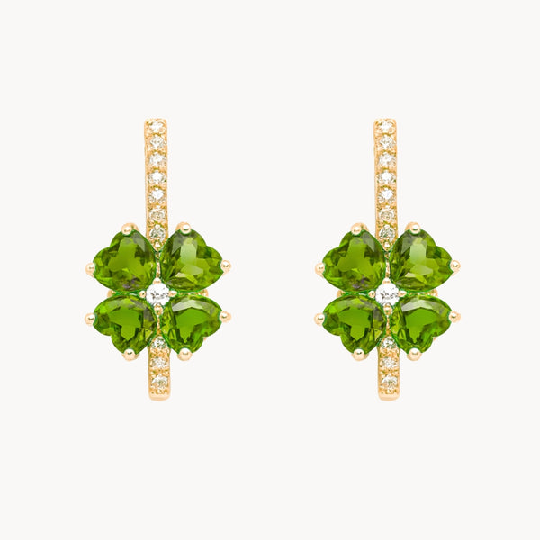 PENDIENTES DIOPSIDOS Y DIAMANTES YAMILA