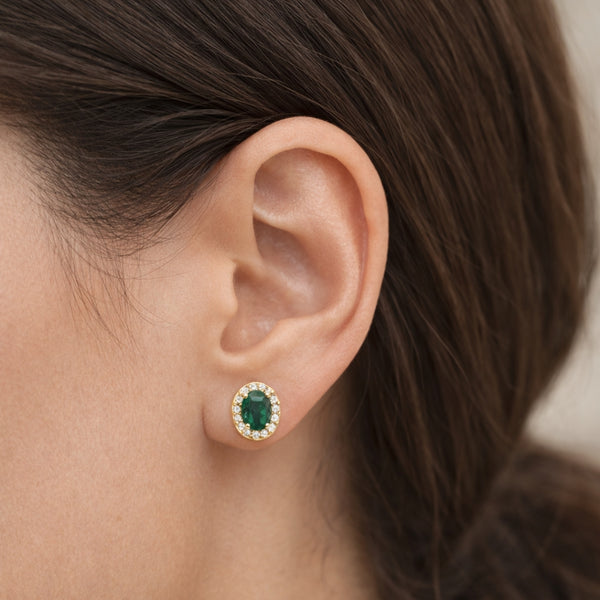 PENDIENTES ESMERALDA Y ORLA DE DIAMANTES ANORA