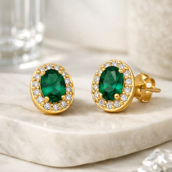 PENDIENTES ESMERALDA Y ORLA DE DIAMANTES ANORA