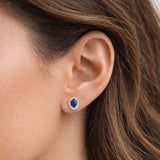 PENDIENTES ZAFIRO Y ORLA DE DIAMANTES ANORA