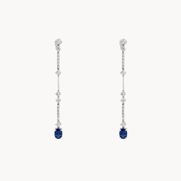 PENDIENTES LARGOS ZAFIROS CON DIAMANTES