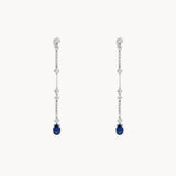 PENDIENTES LARGOS ZAFIROS CON DIAMANTES