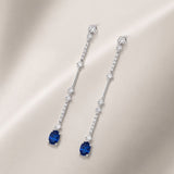 PENDIENTES LARGOS ZAFIROS CON DIAMANTES