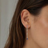 PENDIENTES LARGOS ZAFIROS CON DIAMANTES