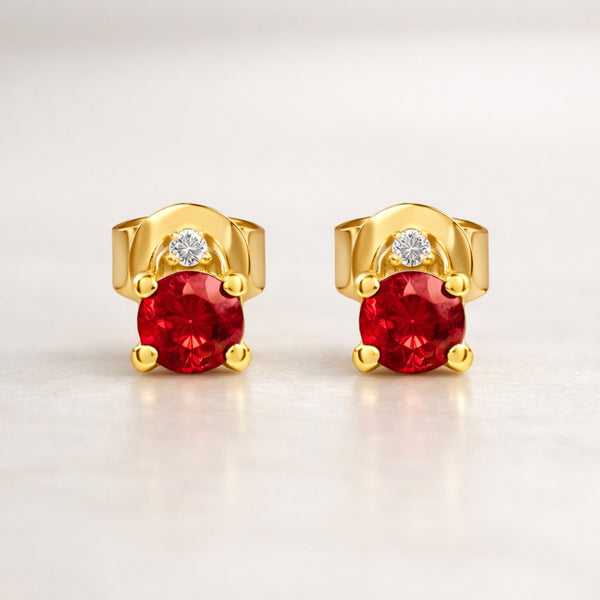 BRINCOS DE RUBI E DIAMANTE ADELIA