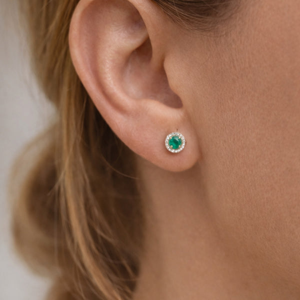 PENDIENTES ESMERALDA Y ORLA DE DIAMANTES HOLLIE