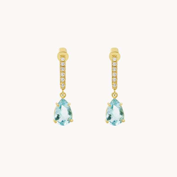 DALILA LONG AQUAMARINE AND DIAMOND EARRINGS