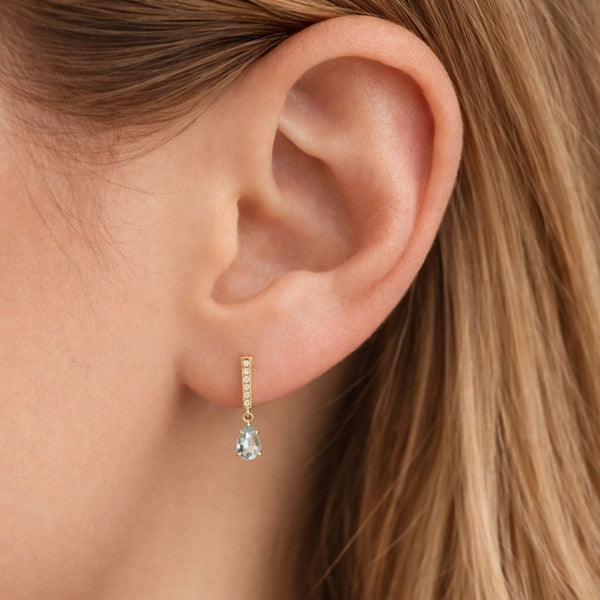 DALILA LONG AQUAMARINE AND DIAMOND EARRINGS