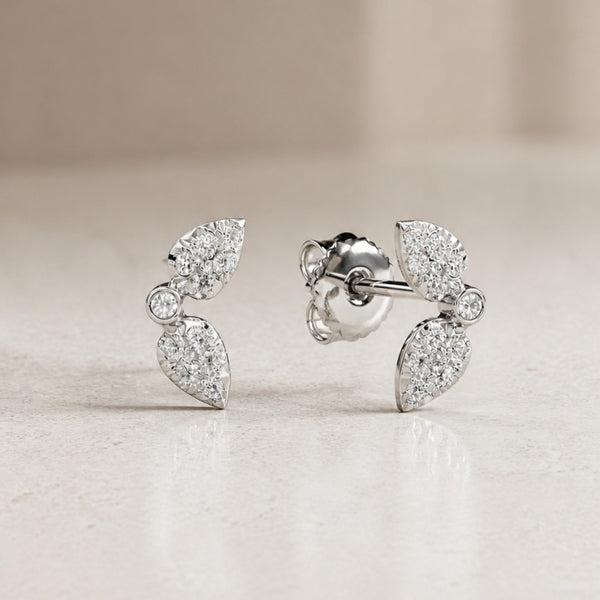 PENDIENTES HOJA CON DIAMANTES ADA