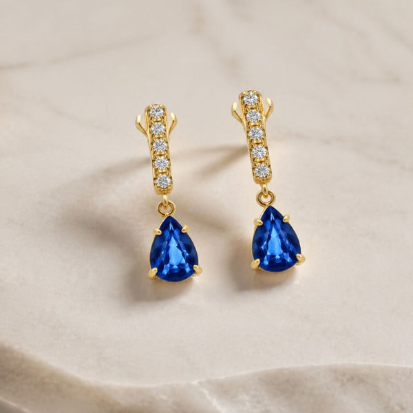 PENDIENTES ZAFIRO Y DIAMANTES LUISELLA