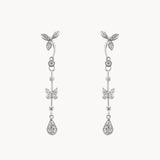 PENDIENTES LARGOS HOJAS Y MARIPOSAS CON DIAMANTES DORIT