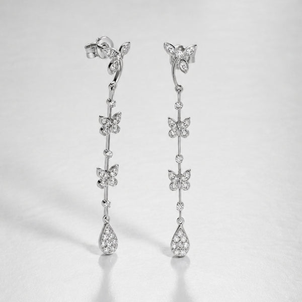 LONG LEAF AND BUTTERFLY EARRINGS WITH DIAMONDS DORIT II