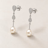 PENDIENTES PERLA Y DIAMANTES