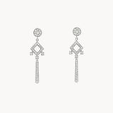 Long diamond-shaped earrings with diamonds