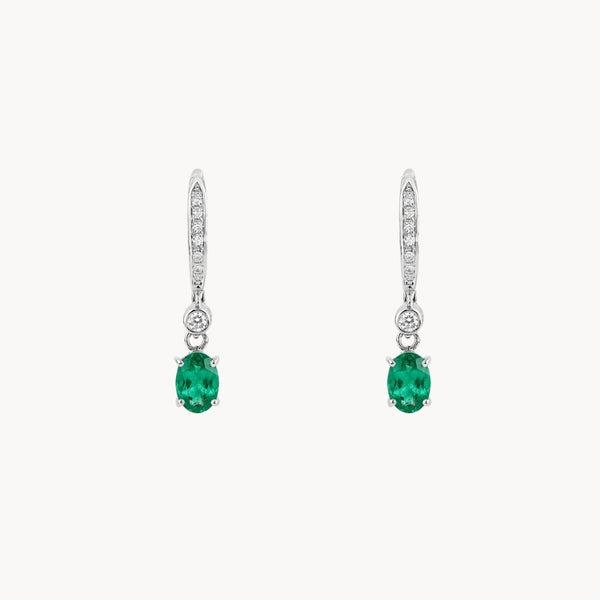 PENDIENTES ARO ESMERALDA Y DIAMANTES