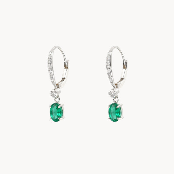 PENDIENTES ARO ESMERALDA Y DIAMANTES