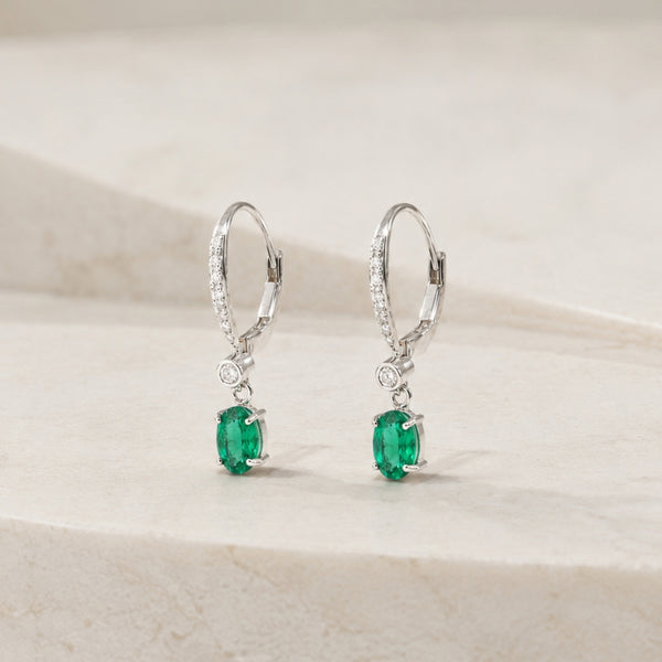 PENDIENTES ARO ESMERALDA Y DIAMANTES