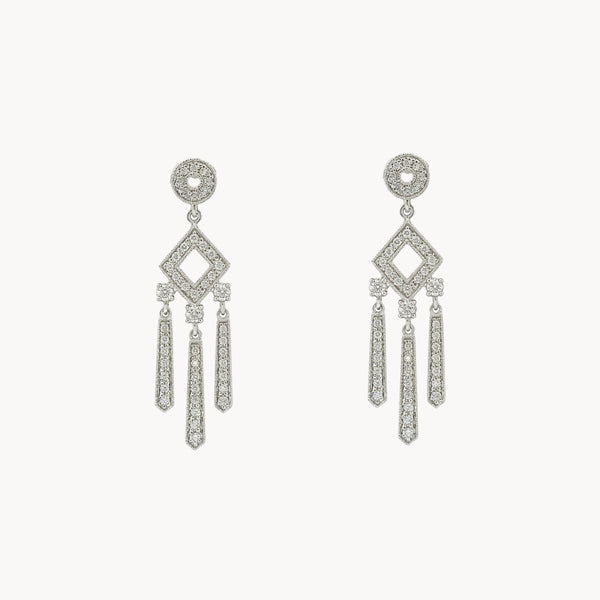 PENDIENTES CON ROMBO Y TIRAS DE DIAMANTES