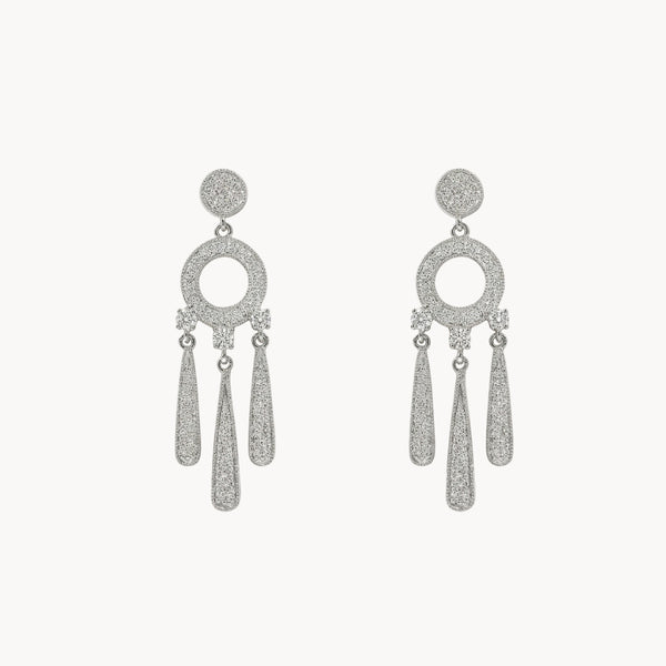 PENDIENTES CON CIRCULO Y TIRAS DE DIAMANTES