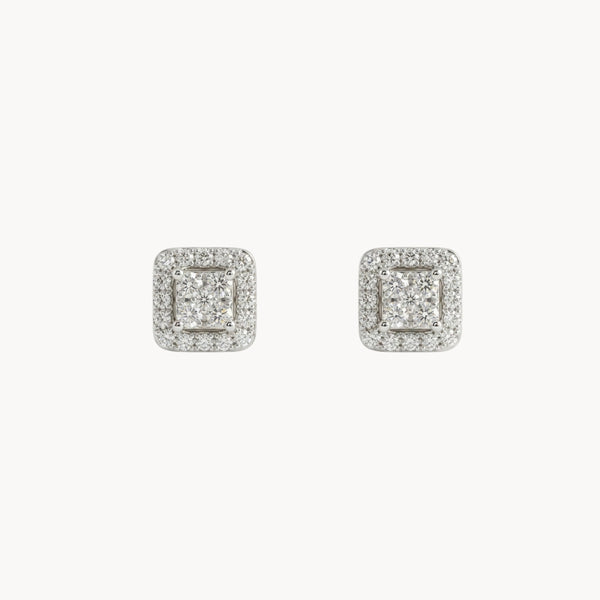 PENDIENTES CUADRADOS CON DIAMANTES EN PAVE