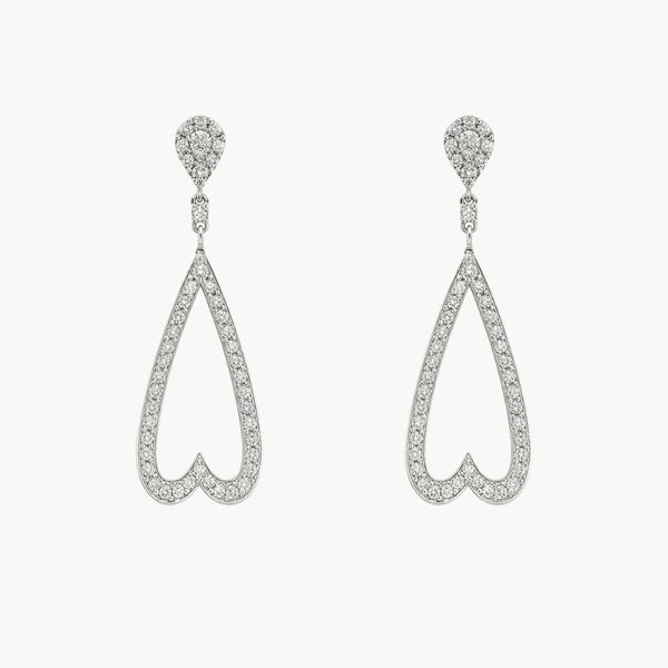 PENDIENTES LARGOS SILUETA CORAZON CON DIAMANTES