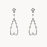 PENDIENTES LARGOS SILUETA CORAZON CON DIAMANTES