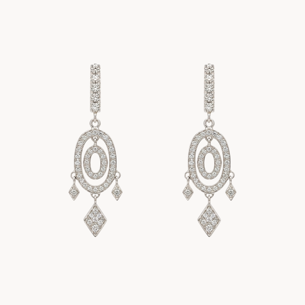 PENDIENTES LARGOS OVALOS CON DIAMANTES