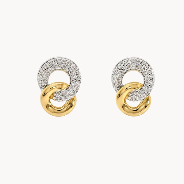 PENDIENTES AROS ENTRELAZADOS BICOLOR CON DIAMANTES