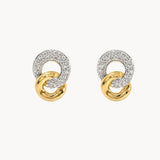 Two-tone interlocking hoop earrings with diamonds